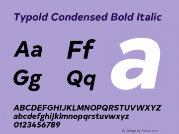 Typold Condensed Bold Italic Version 1.001; ttfautohint (v1.5)图片样张