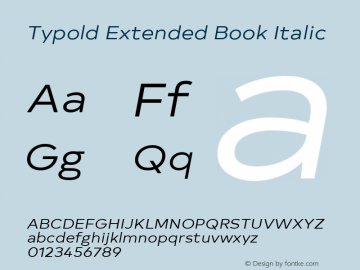 Typold Extended Book Italic Version 1.001; ttfautohint (v1.5)图片样张