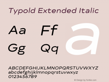 Typold Extended Italic Version 1.001; ttfautohint (v1.5)图片样张