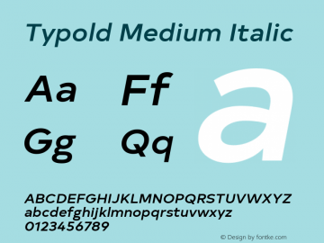 Typold Medium Italic Version 1.001; ttfautohint (v1.5)图片样张