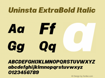 Uninsta ExtraBold Italic Version 1.000;PS 001.000;hotconv 1.0.70;makeotf.lib2.5.58329图片样张