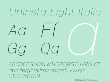 Uninsta Light Italic Version 1.000;PS 001.000;hotconv 1.0.70;makeotf.lib2.5.58329图片样张