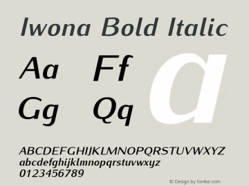 Iwona Bold Italic Version 1.000;PS 0.995;hotconv 1.0.49;makeotf.lib2.0.14853 Font Sample