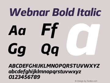 Webnar Bold Italic Version 1.000;PS 001.000;hotconv 1.0.70;makeotf.lib2.5.58329图片样张