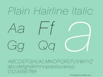 Plain Hairline Italic Version 2.002图片样张