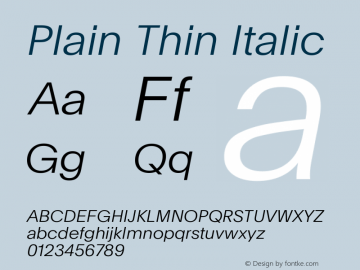 Plain Thin Italic Version 2.002图片样张