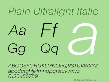 Plain Ultralight Italic Version 2.002图片样张
