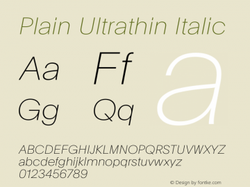 Plain Ultrathin Italic Version 2.002图片样张