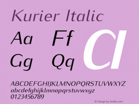 Kurier Italic Version 1.011;PS 0.98;Core 1.0.38;makeotf.lib1.6.5960 Font Sample