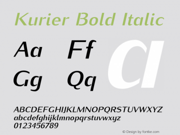 Kurier Bold Italic Version 1.011;PS 0.98;Core 1.0.38;makeotf.lib1.6.5960 Font Sample