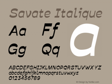 Savate Italique Italic Version 0.000;PS 0.0;hotconv 1.0.72;makeotf.lib2.5.5900图片样张