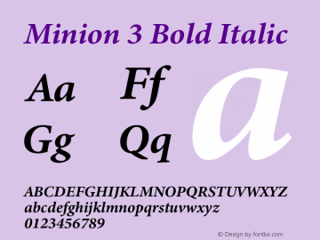 Minion 3 Bold Italic Version 1.021;hotconv 1.0.105;makeotfexe 2.5.65591图片样张