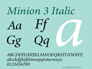 Minion 3 Italic Version 1.021;hotconv 1.0.105;makeotfexe 2.5.65591图片样张