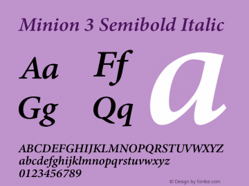 Minion 3 Semibold Italic Version 1.021;hotconv 1.0.105;makeotfexe 2.5.65591图片样张