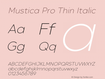 Mustica Pro Thin Italic Version 1.1.4.2图片样张