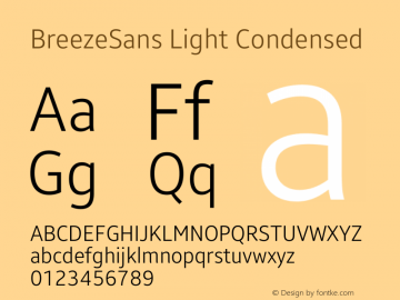 BreezeSans Light Condensed Version 1.002; Tizen; build 20150728图片样张