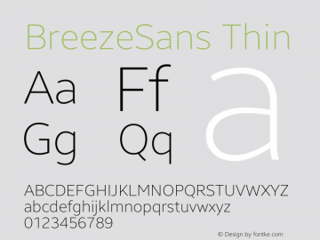 BreezeSans Thin Version 1.102; Tizen; build 20150728图片样张