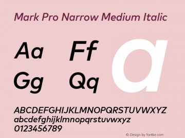 Mark Pro Narrow Medium Italic Version 7.601, build 1030, FoPs, FL 5.04图片样张