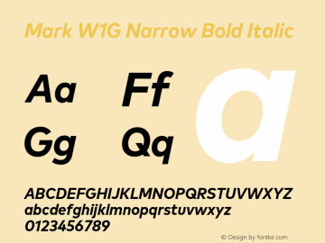 Mark W1G Narrow Bold Italic Version 1.10图片样张