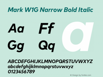 Mark W1G Narrow Bold Italic Version 1.10图片样张