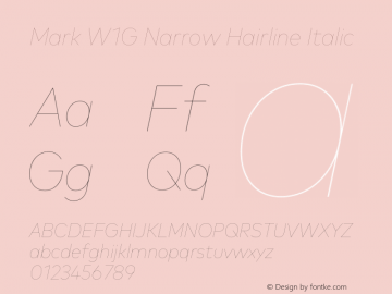 Mark W1G Narrow Hairline Italic Version 1.10图片样张
