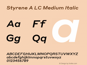 Styrene A LC Medium Italic Version 1.1 2016图片样张