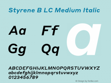 Styrene B LC Medium Italic Version 1.1 2016图片样张