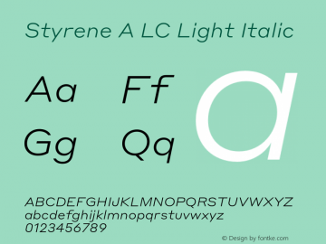 Styrene A LC Light Italic Version 1.1 2016图片样张