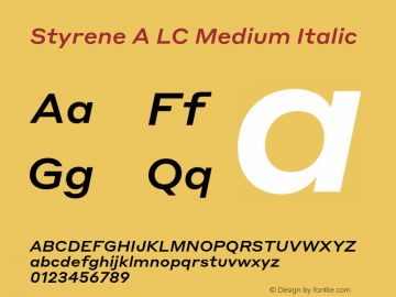 Styrene A LC Medium Italic Version 1.1 2016图片样张