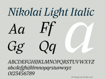 Nikolai Light Italic Version 1.000图片样张
