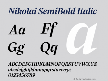 Nikolai SemiBold Italic Version 1.000图片样张