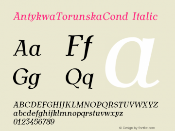 AntykwaTorunskaCond Italic Version 1.011;PS 2.08;Core 1.0.38;makeotf.lib1.6.5960 Font Sample