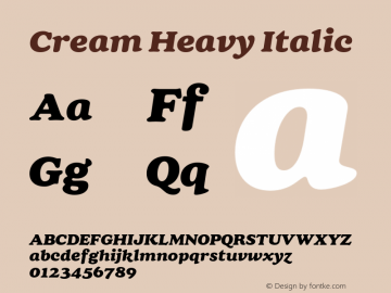 Cream Heavy Italic Version 1.100;FEAKit 1.0图片样张