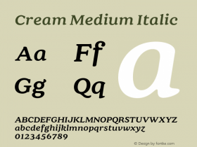 Cream Medium Italic Version 1.100;FEAKit 1.0图片样张
