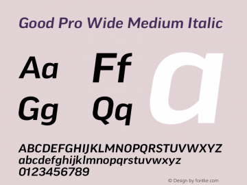 Good Pro Wide Medium Italic Version 7.60图片样张