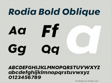 Rodia Bold Oblique Version 1.100;FEAKit 1.0图片样张