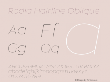 Rodia Hairline Oblique Version 1.100;FEAKit 1.0图片样张