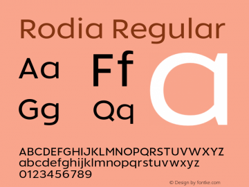 Rodia Regular Version 1.100;FEAKit 1.0图片样张