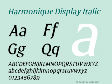 Harmonique Display Italic Version 1.000;FEAKit 1.0图片样张