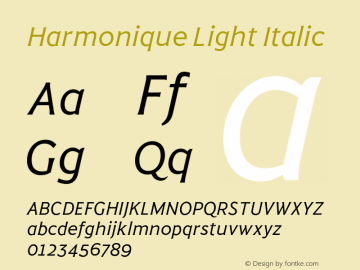 Harmonique Light Italic Version 1.000;FEAKit 1.0图片样张