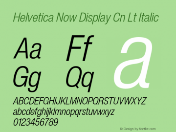 Helvetica Now Display Cn Lt It Version 2.00图片样张