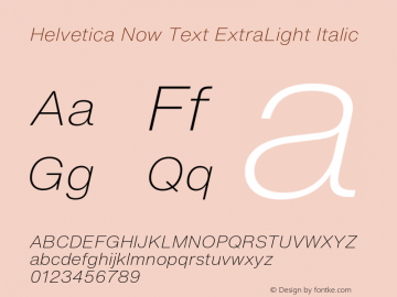 Helvetica Now Text XLt It Version 1.20图片样张