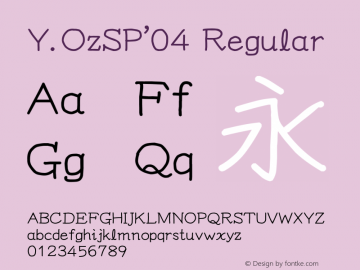 Y.OzSP'04 Regular Version 10.23 Font Sample