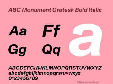 ABCMonumentGrotesk-BoldItalic Version 2.000图片样张