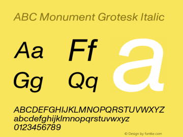 ABCMonumentGrotesk-Italic Version 2.000图片样张