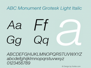 ABC Monument Grotesk Light Italic Version 2.000图片样张