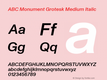 ABC Monument Grotesk Medium Italic Version 2.000图片样张