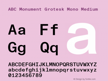 ABC Monument Grotesk Mono Medium Version 2.001图片样张