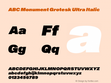 ABC Monument Grotesk Ultra Italic Version 2.000图片样张