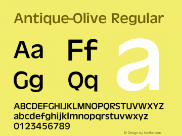 Antique-Olive Regular Unknown Font Sample